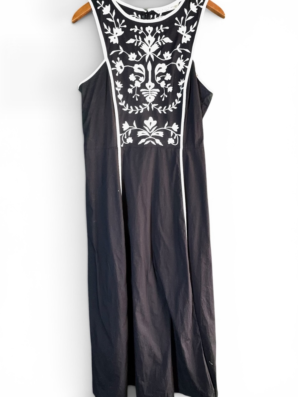 Wayward Fancies Dress Embroidered‎ Sleeveless Navy Black Size 12 Large